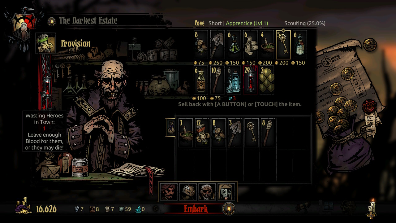 darkest dungeon recommended provisions